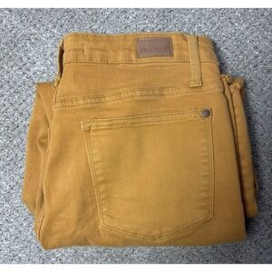 Judy Blue Jeans Women 11/30 Yellow Wide Leg Crop Relaxed High Rise Raw Hem Denim